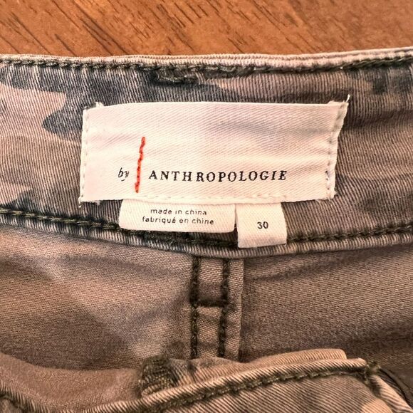 Camo Utility Straight Leg Pants Embroidered Mid Rise Neutral 30 Anthropologie - Picture 7 of 8